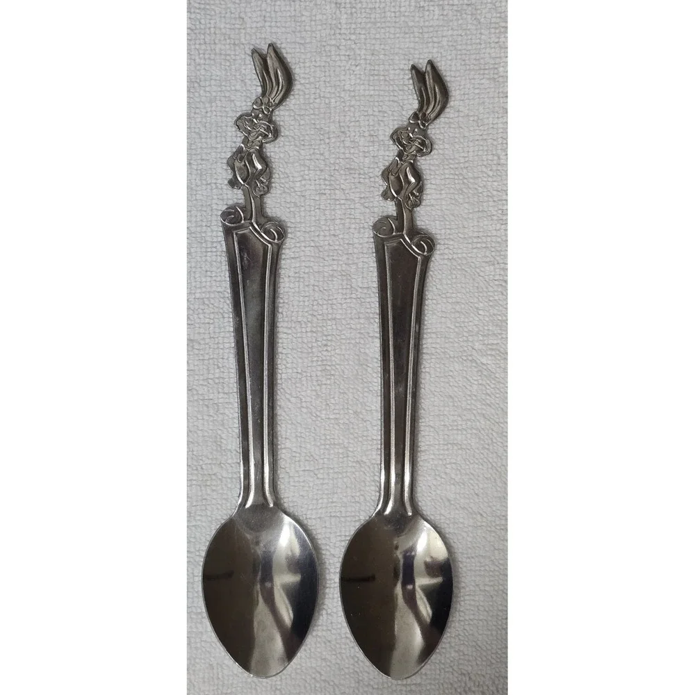 Vintage Nestle Quik Bunny Quiky Spoons Lot of 2 Imperial Korea Stainless 7.5